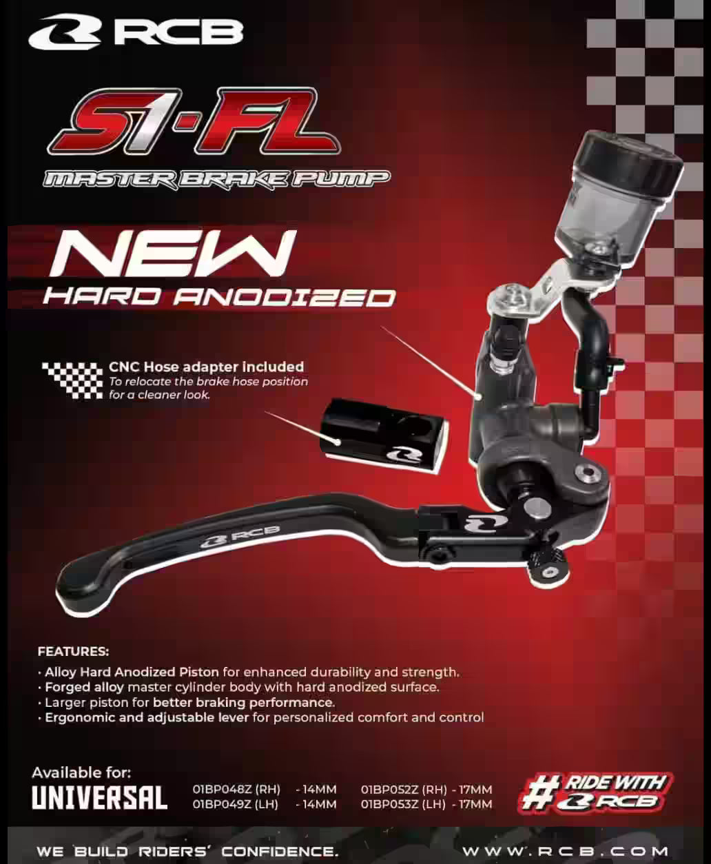 RCB FORGED MASTER BRAKE PUMP S1-FL RH 17MM - HD ANODISED 01BP052Z | Right Hand Side RACING BOY CORPORATION