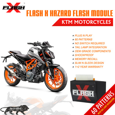 KTM DUKE 390  FlashX Hazard Flash Module, Blinker/Flasher for All Motorcycle & Scooters