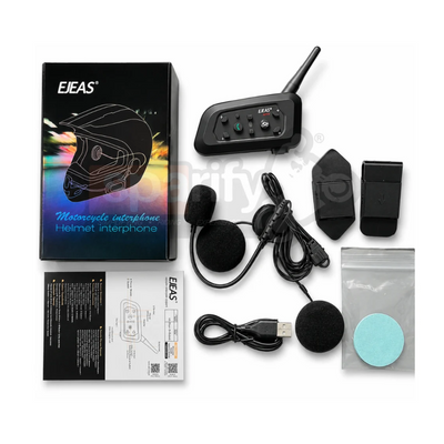 EJEAS V6 Pro + Helmet Intercom Communication System V6 Motorcycle Bluetooth On Ear Headphones Connect Up to 6 Riders 1200M V6 Pro(1 Pack) - 6 MONTHS WARRANTY