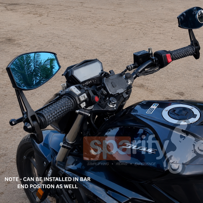 SPIKI Napoleon Ray Mirrors (Pair) | Anti-Glare Oval Mirrors with Short Stem | Anti-Shock | Universal Fit for Motorcycles & Scooters