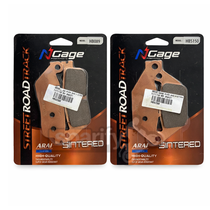 COMBO - HNESS 350 / 350RS / CB350  | front and rear sintered brake pads | NGAGE POWERPARTS - ARAI Certified for Extreme Performance