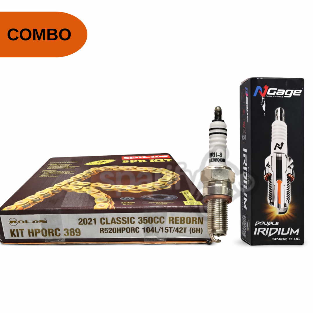 Royal Enfield Meteor 350 /New Classic Reborn 350/ Hunter 350 Rolon Brass Chain & Sprocket (Kit HPORC 389)