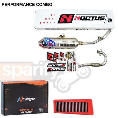 XPULSE 200 Performance Combo Kit – Norifumi Noctus T5 Exhaust with Removable DB Killer & Bend Pipe + NGAGE Performance Air Filter | Power Upgrade Combo - 01