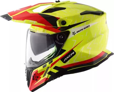 Axor X-Cross Flash Dual Visor Motorbike Helmet Neon Yellow Red Helmet