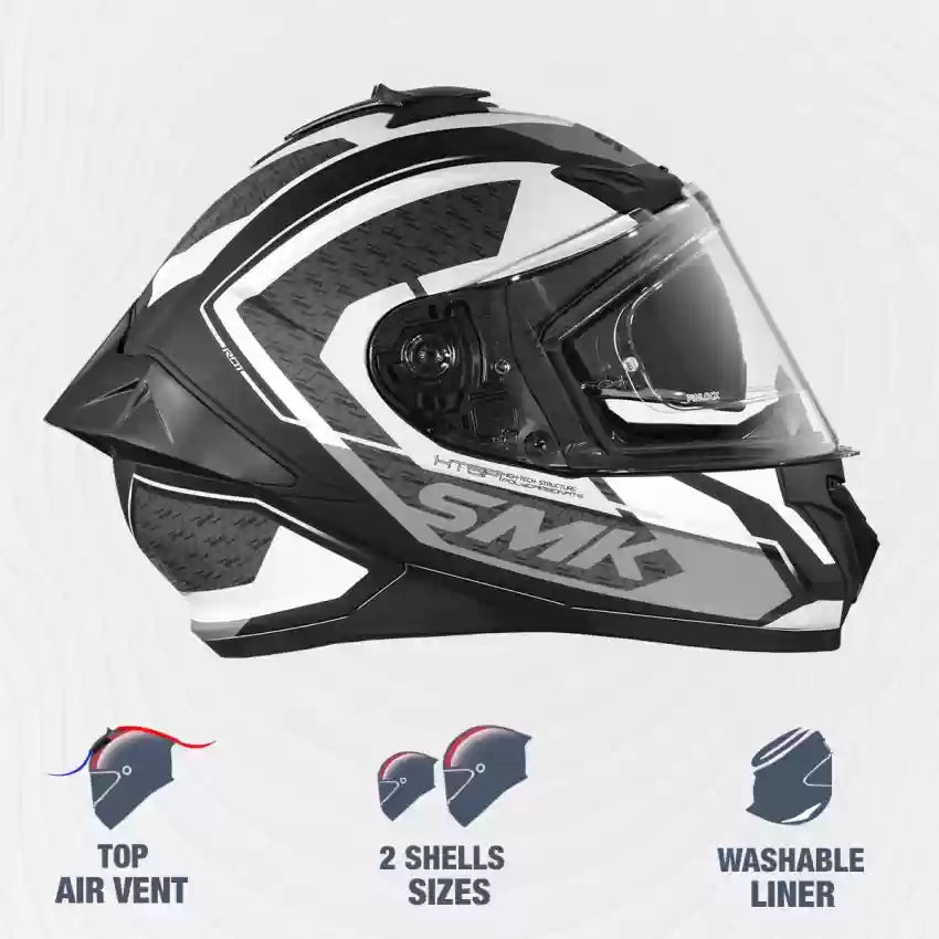 SMK Helmets Typhoon RD1 Matt Black White Grey Dual Visor
