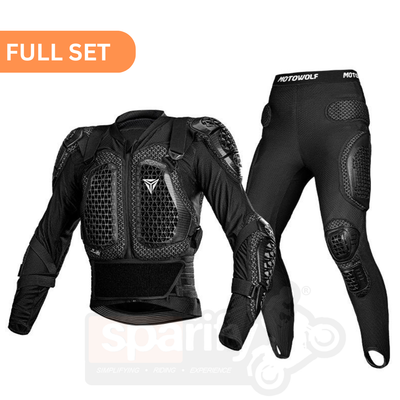 Motowolf PG1 Full Body Armor Set – Mesh Protective Jacket + Riding Pants with CE Level 1-2 Protection | Motorcycle Safety Gear Combo | Anti-Fall | Touring & Off-Road Riding | Black