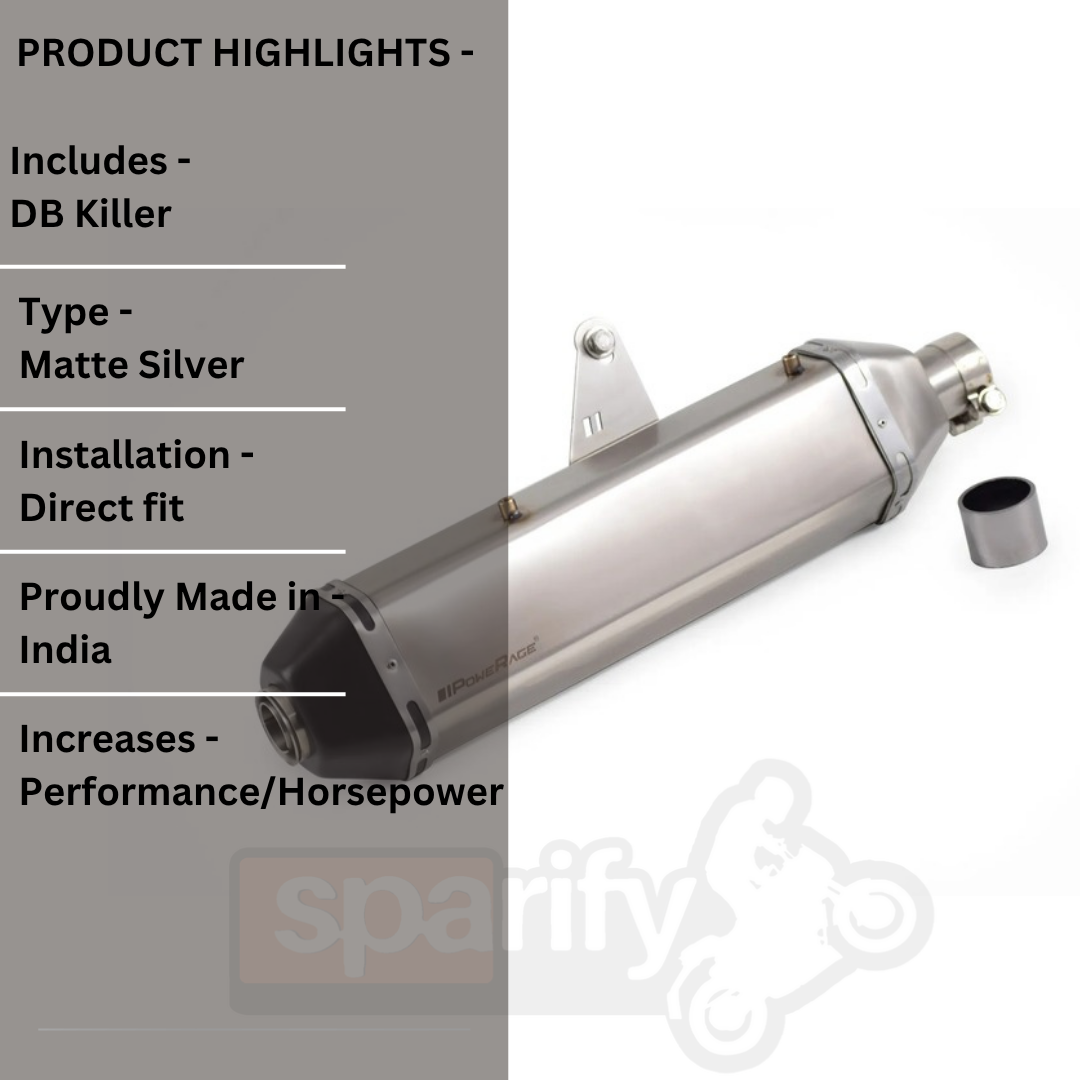 RE Himalayan 411 Brushed Steel Finish ( Matte ) PoweRage Performance Slip on Exhaust