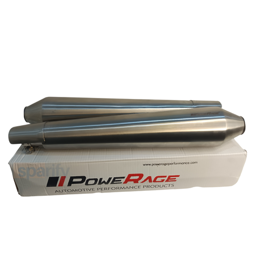 RE Interceptor 650 / Continental GT 650 – Brushed Steel Finish Matte (Long Type) PoweRage Performance Slip on Exhaust