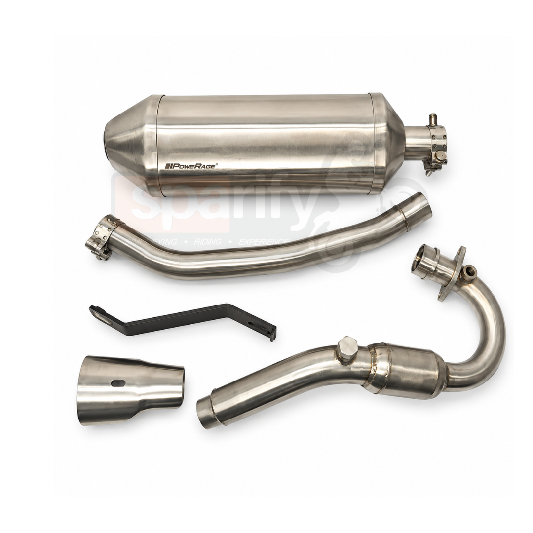 Hero Xpulse 200 / 4v / Pro / Rally Powerage Performance Slip-On Exhaust | Brushed Steel Finish