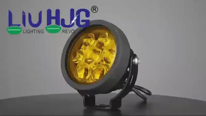 HJG 7 LED Round White Fog Light With Yellow Cap (70W) With Wiring Kit Harness And SwitchUniversal for Car, Bike and Motorcycle (set of 2) - PREMIUM