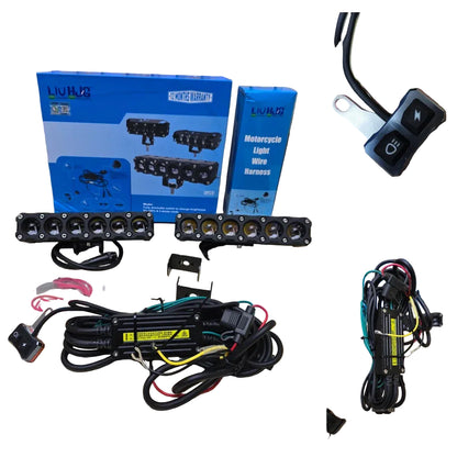 LIU HJG ORIGINAL future eye 6 lens with (wiring harness) and switch dual colour yellow white compatible for all motorcycle , thar , jeep and cars | STRAIGHT  BAR FOGG LIGHTS