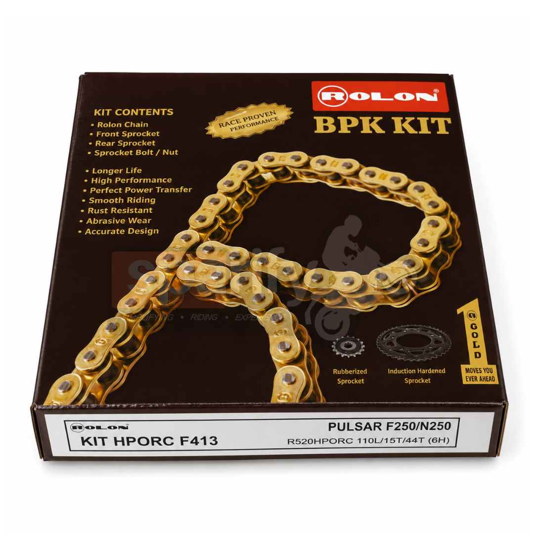 PULSAR N250 / F250  BRASS CHAIN SPROCKET KIT BY ROLON | HPORC F413