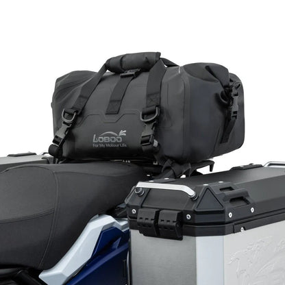 LOBOO 20L Wanderer Magnetic Roll-Top Motorcycle Tail Bag | IPX6 Waterproof Dry Duffel with Air Valve
