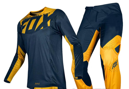 F.O.X Racing 180 Prizm  Motocross Jersey & Pants - Navy & Yellow