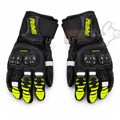 Raida AeroPrix Carbon Edition Motorcycle Gloves | Knox™ SPS Palm Sliders | Dual Wrist Closure | Carbon Fiber Knuckles (Hiviz)