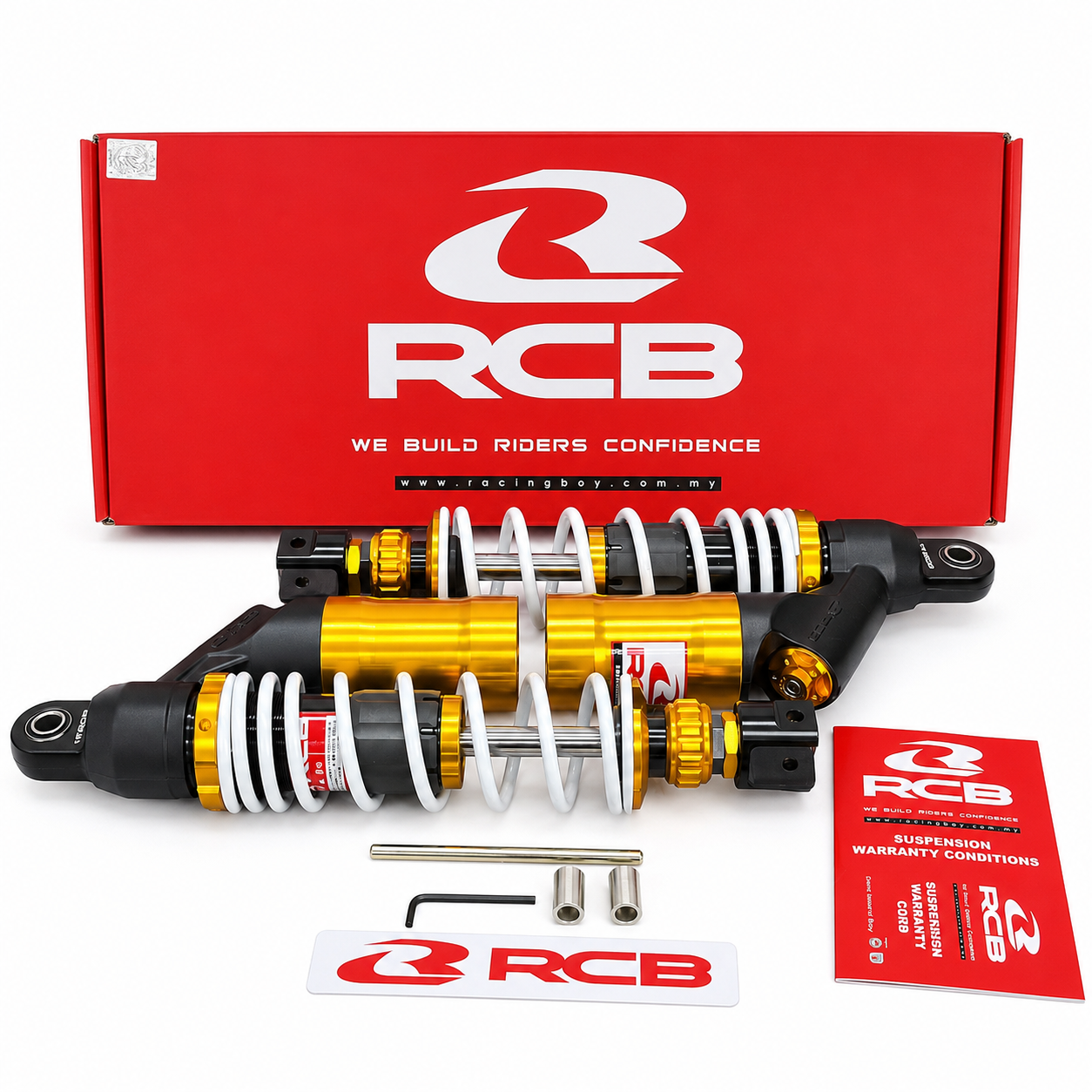 YAMAHA AEROX | RCB DB-2  SERIES | SUSPENSION REAR SHOCK ABSORBER |01A0133W ( White Gold Black ) ( RACING BOY CORPORATION )