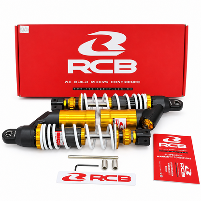 YAMAHA AEROX | RCB DB-2  SERIES | SUSPENSION REAR SHOCK ABSORBER |01A0133W ( White Gold Black ) ( RACING BOY CORPORATION )