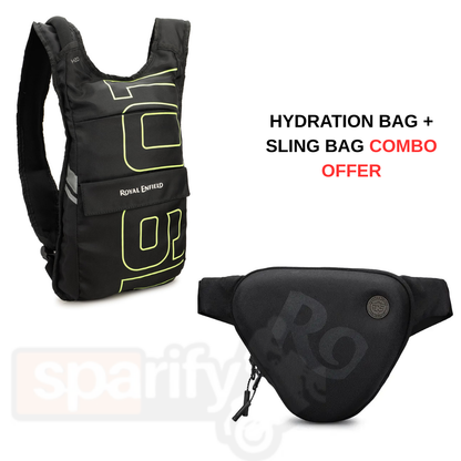 ROYAL ENFIELD WATER TRAIL BACKPACK WITH 2L HYDRATION BLADDER - BLACK