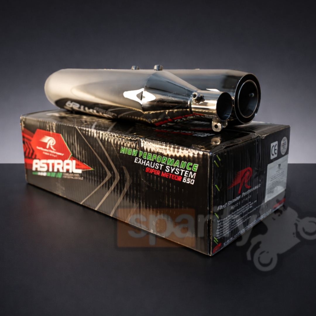 Royal Enfiled Super Meteor 650 Red Rooster Performance Astral Polish Exhaust