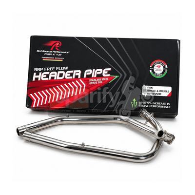 Bend pipe ( HEADER PIPE) For Royal Enfield Interceptor 650 / Gt 650 - Red Rooster Performance STELLAR POLISH  ( FITS SINGLE AND DUAL O2 SENSOR )