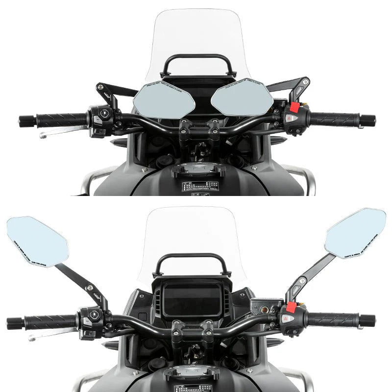 LOBOO RM03 Angular 360 Degree Foldable Mirrors (CNC Aluminum) | 1200R Modern ADV & Streetfighter Style | Anti-Glare
