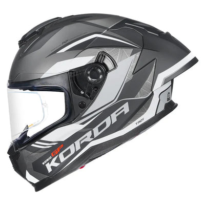 KORDA SONIC GP TROY MATT GREY FULL FACE HELMET- ECE AND ISI CERTIFIED