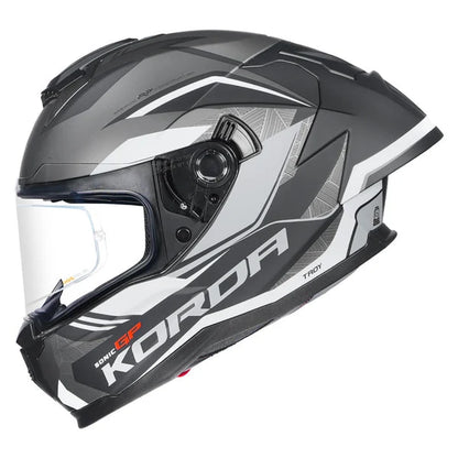 KORDA SONIC GP TROY MATT GREY FULL FACE HELMET- ECE AND ISI CERTIFIED