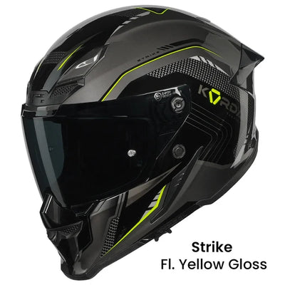 HELMET KORDA ICON STRIKE GLOSS FL.YELLOW M W/V FULL FACE HELMET ISI CERTIFIED