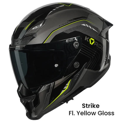 HELMET KORDA ICON STRIKE GLOSS FL.YELLOW M W/V FULL FACE HELMET ISI CERTIFIED