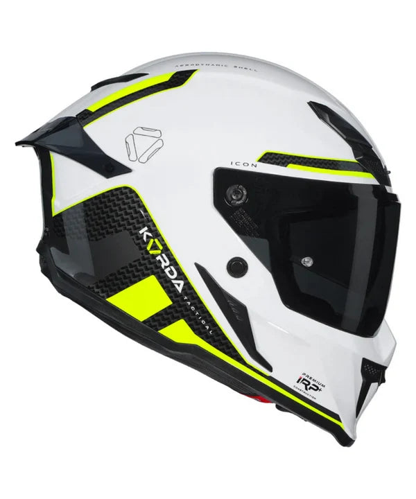 KORDA ICON TOKIO GLOSS WHITE YELLOW FULL FACE HELMET- ECE AND ISI CERTIFIED