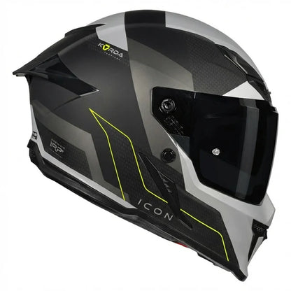 KORDA ICON NYX MATT BLACK GREY FULL FACE HELMET- ECE AND ISI CERTIFIED