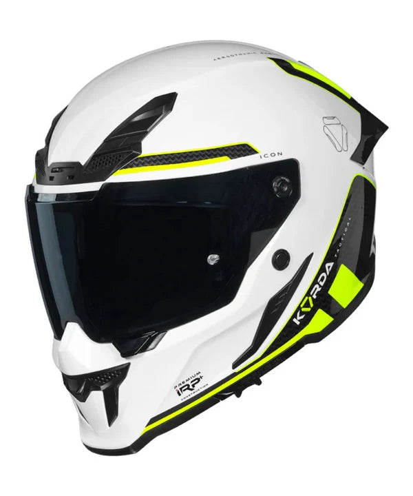 KORDA ICON TOKIO GLOSS WHITE YELLOW FULL FACE HELMET- ECE AND ISI CERTIFIED