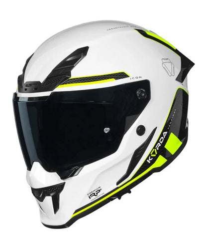 KORDA ICON TOKIO GLOSS WHITE YELLOW FULL FACE HELMET- ECE AND ISI CERTIFIED