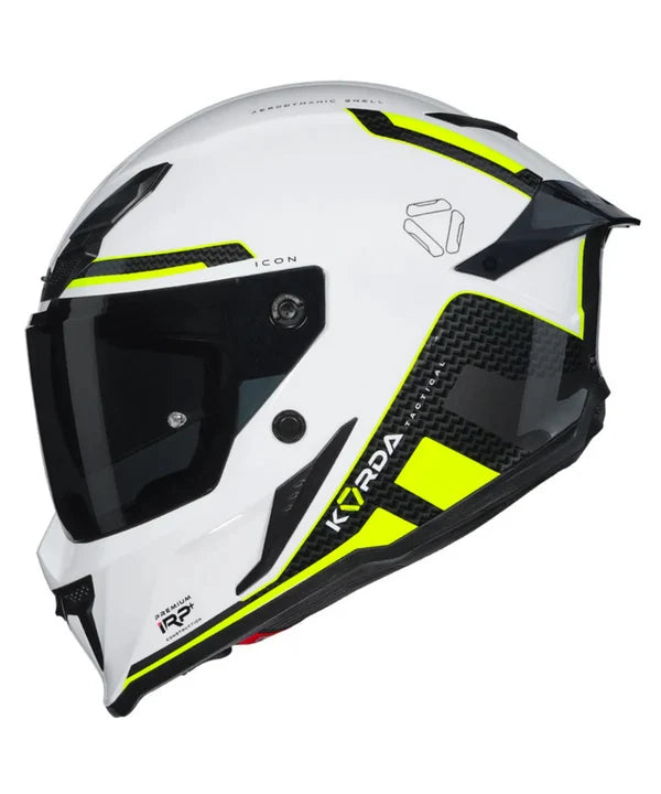 KORDA ICON TOKIO GLOSS WHITE YELLOW FULL FACE HELMET- ECE AND ISI CERTIFIED