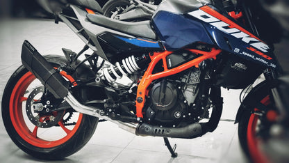 KTM Duke Gen 3 250 & 390 Rogue 2.0 with bend pipe | BLACK | RUSTFREE | 1 Year warranty - BARREL EXHAUST