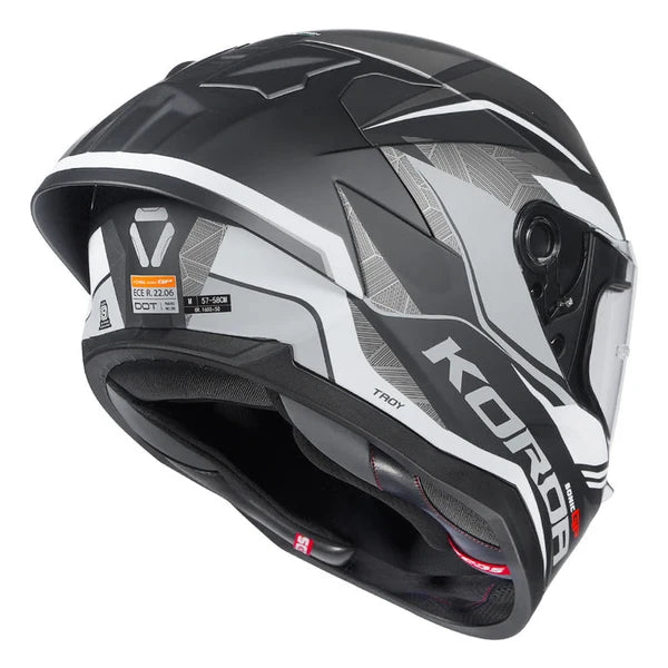 KORDA SONIC GP TROY MATT GREY FULL FACE HELMET- ECE AND ISI CERTIFIED