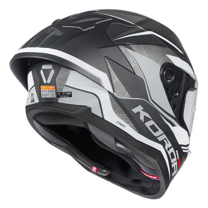 KORDA SONIC GP TROY MATT GREY FULL FACE HELMET- ECE AND ISI CERTIFIED