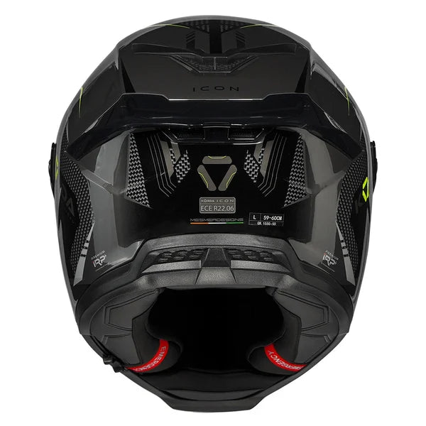 HELMET KORDA ICON STRIKE GLOSS FL.YELLOW M W/V FULL FACE HELMET ISI CERTIFIED