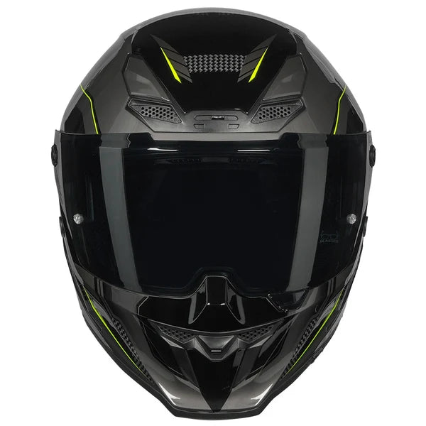 HELMET KORDA ICON STRIKE GLOSS FL.YELLOW M W/V FULL FACE HELMET ISI CERTIFIED