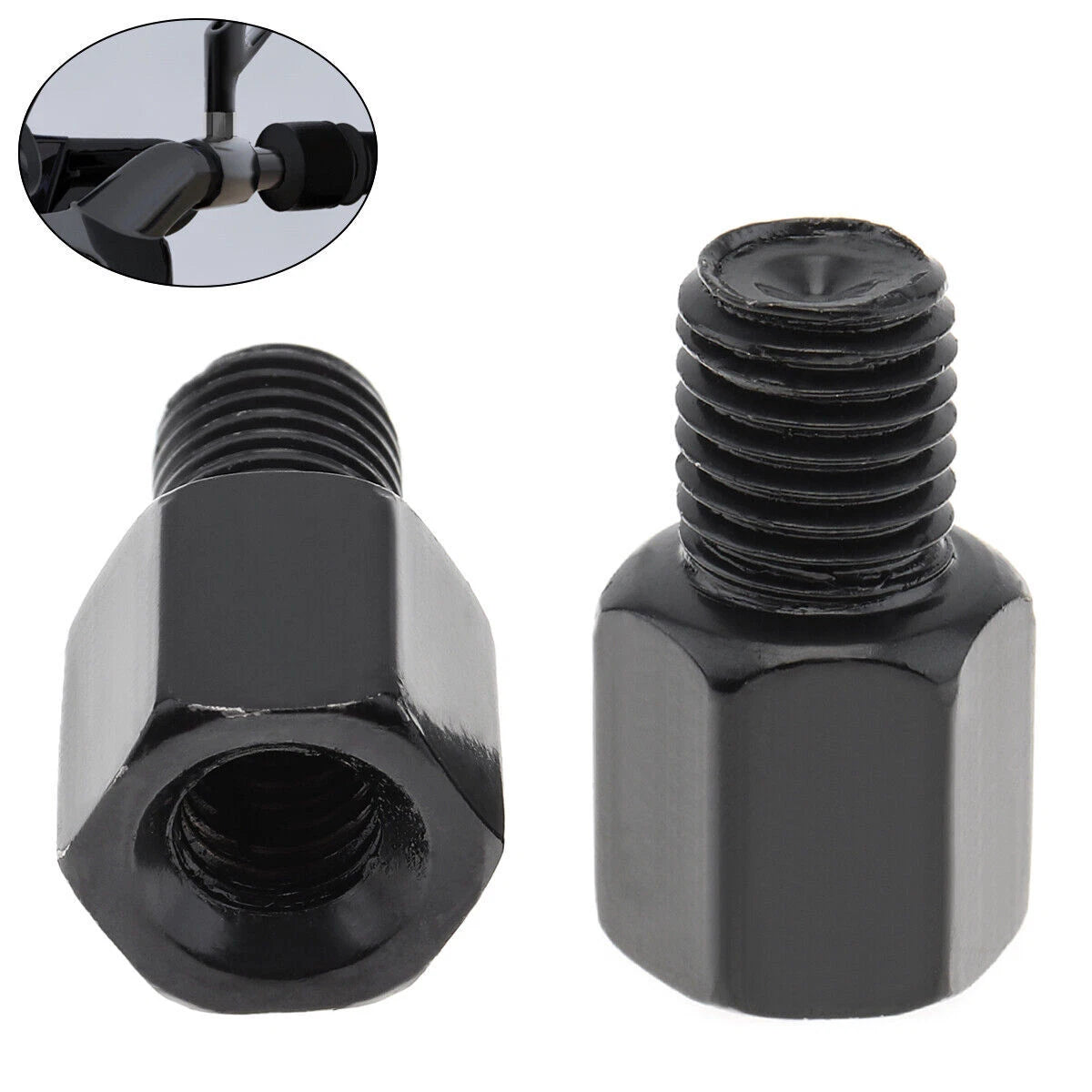 10-8/10mm Motorcycle Rearview Mirror Screw Thread Adapter Conversion Bolt Black ( PACK OF 5 )