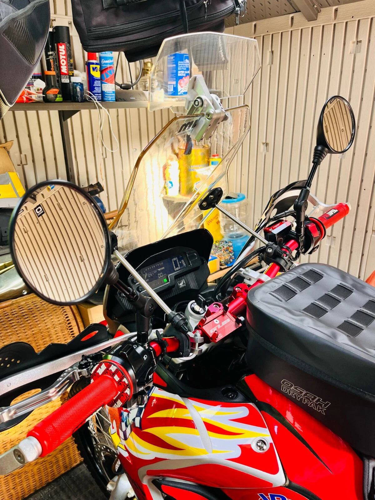 SPIKI CF Touring Mirrors (Pair) | 360 Degree  Foldable Rear View Mirrors | Wide View | Universal Fit for Motorcycles