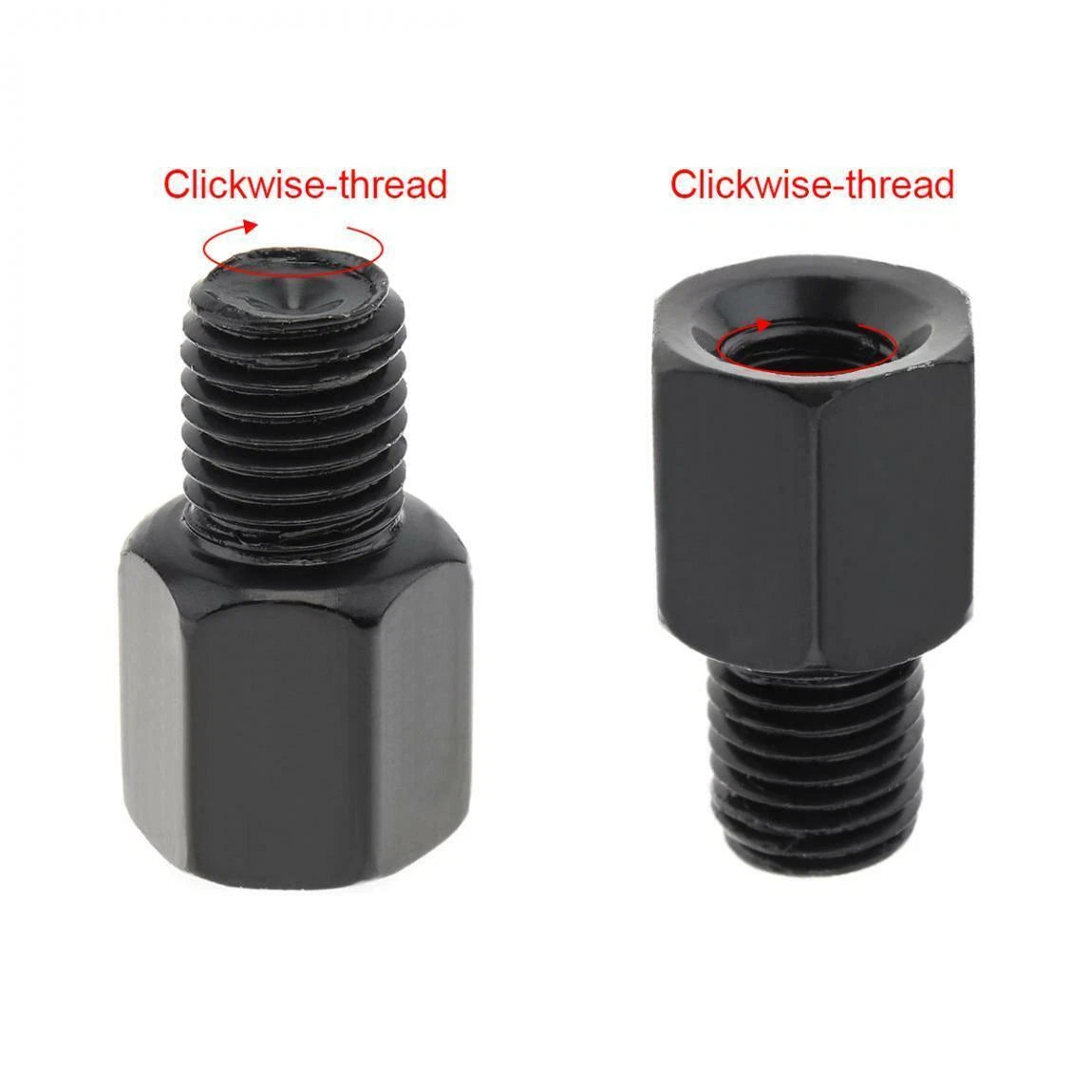 10-8/10mm Motorcycle Rearview Mirror Screw Thread Adapter Conversion Bolt Black ( PACK OF 5 )