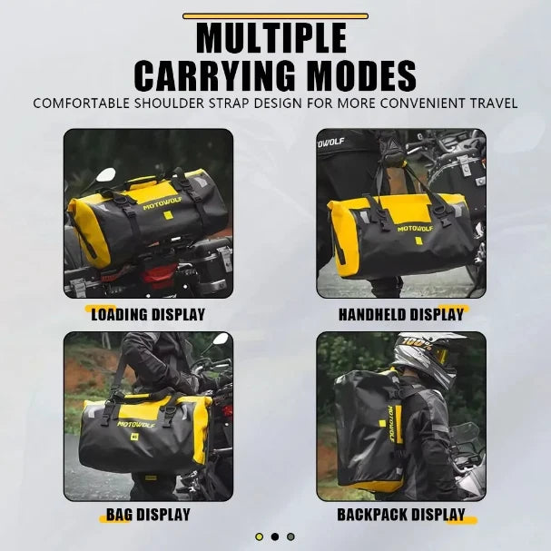 MOTOWOLF | Motorcycle Tail Bag - 66L Waterproof | MDL0717 | Duffel Bag for Touring Adventure, Camping, Cycling - MILITARY GREEN