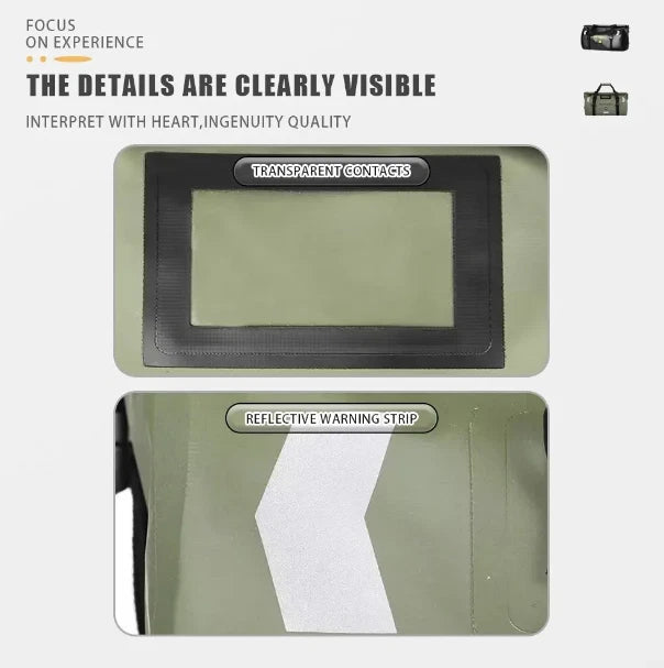 MOTOWOLF | Motorcycle Tail Bag - 66L Waterproof | MDL0717 | Duffel Bag for Touring Adventure, Camping, Cycling - MILITARY GREEN