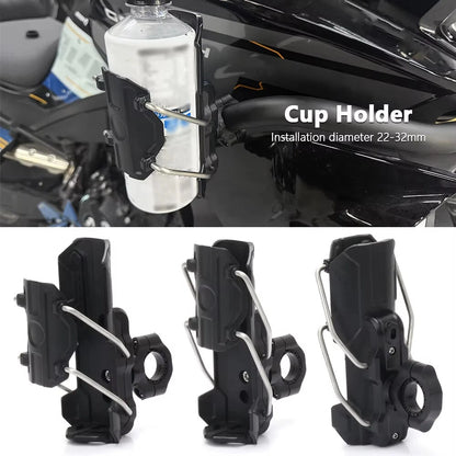 CAGE SERIES - Motorcycle Water Bottle Adjustable Rack/Holder  2.0 | 360° Rotation Adjust - ( UNIVERSAL) - BLACK