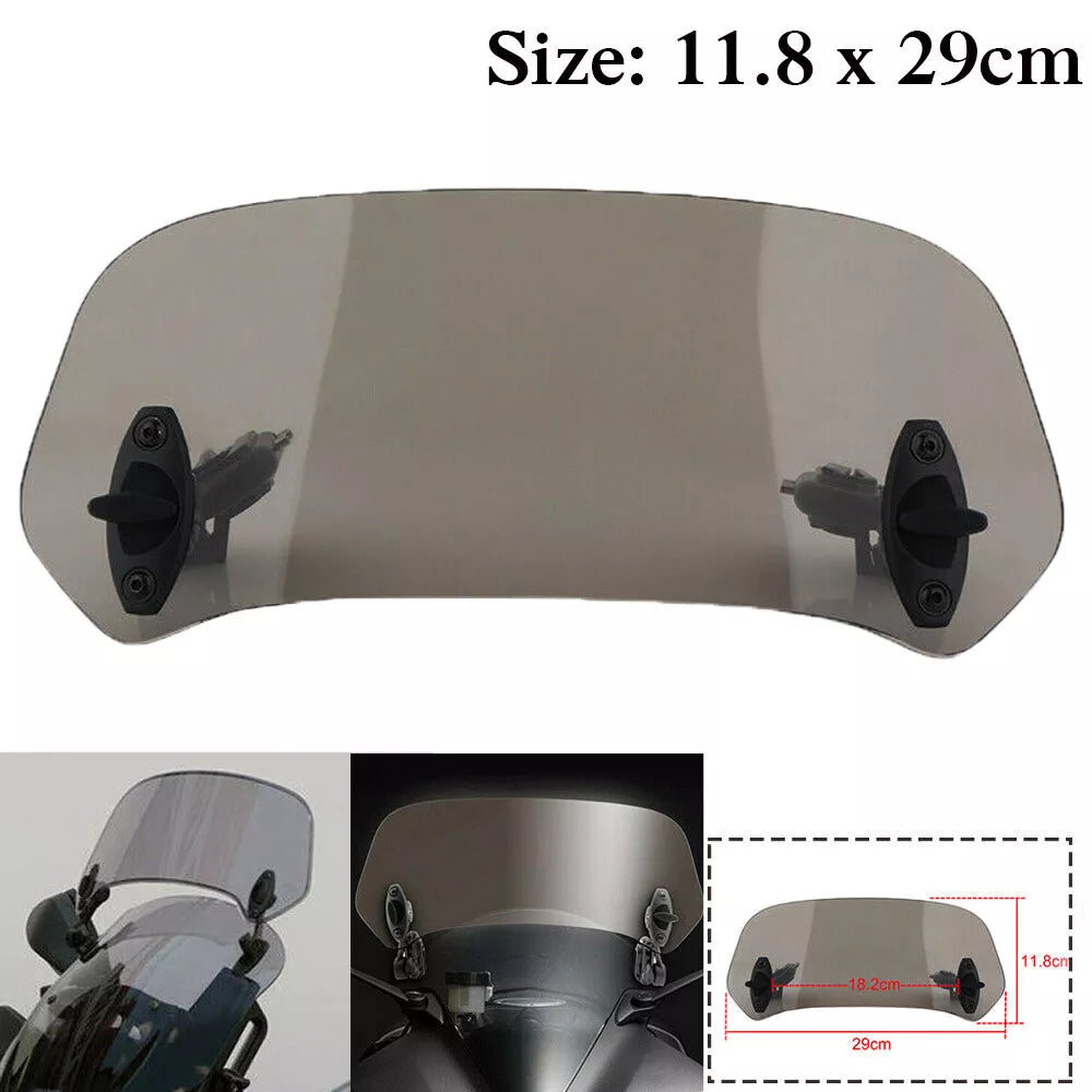 UNIVERSAL MOTORCYCLE WINDSHIELD EXTENDER (ADJUSTABLE SPOILER CLAMP ON ...