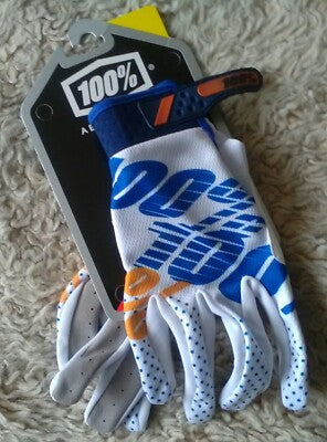100% iTrack Motocross Gloves white blue orange