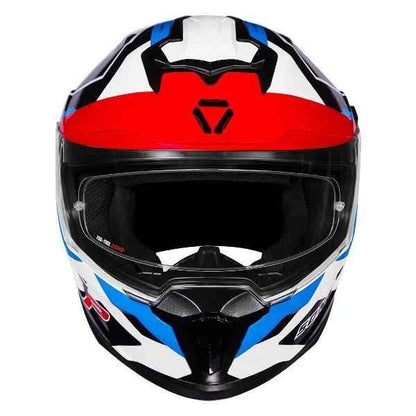 KORDA SONIC GP FLASH GLOSS WHITE RED BLUE FULL FACE HELMET- ECE AND ISI CERTIFIED
