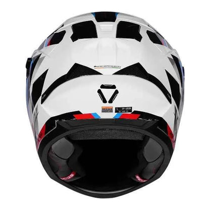 KORDA SONIC GP FLASH GLOSS WHITE RED BLUE FULL FACE HELMET- ECE AND ISI CERTIFIED
