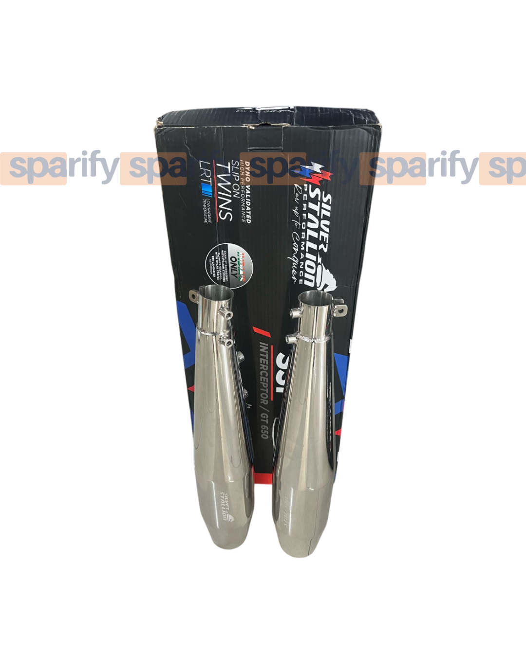 RE Interceptor 650 /GT 650 | SILVER STALLION | DYNO High Performance Exhaust System | Silver Glossy finish | Twin, SS304 - LIFE TIME WARRANTY